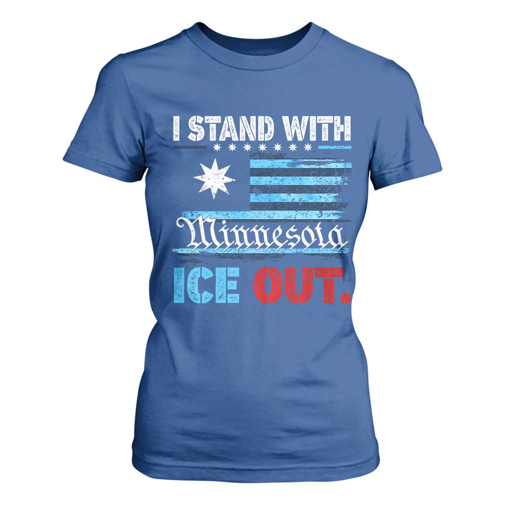 I Stand With Minnesota T Shirt For Women Minnesota Flag Anti ICE Immigration Protest TS14 Royal Blue Print Your Wear