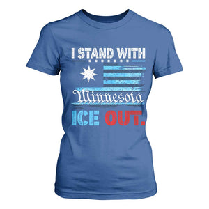 I Stand With Minnesota T Shirt For Women Minnesota Flag Anti ICE Immigration Protest TS14 Royal Blue Print Your Wear