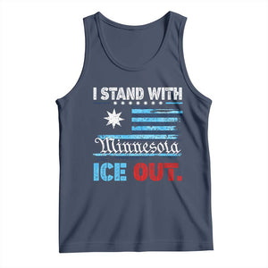 I Stand With Minnesota Tank Top Minnesota Flag Anti ICE Immigration Protest TS14 Navy Print Your Wear