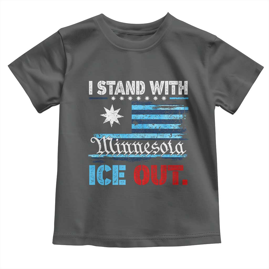 I Stand With Minnesota Toddler T Shirt Minnesota Flag Anti ICE Immigration Protest TS14 Dark Heather Print Your Wear