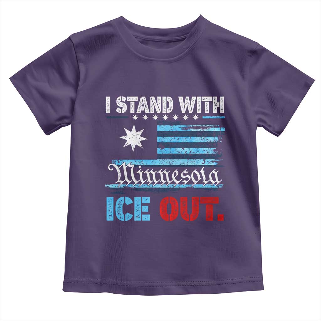 I Stand With Minnesota Toddler T Shirt Minnesota Flag Anti ICE Immigration Protest TS14 Purple Print Your Wear