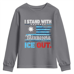 I Stand With Minnesota Youth Sweatshirt Minnesota Flag Anti ICE Immigration Protest TS14 Charcoal Print Your Wear