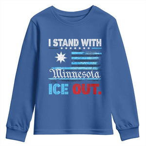 I Stand With Minnesota Youth Sweatshirt Minnesota Flag Anti ICE Immigration Protest TS14 Royal Blue Print Your Wear