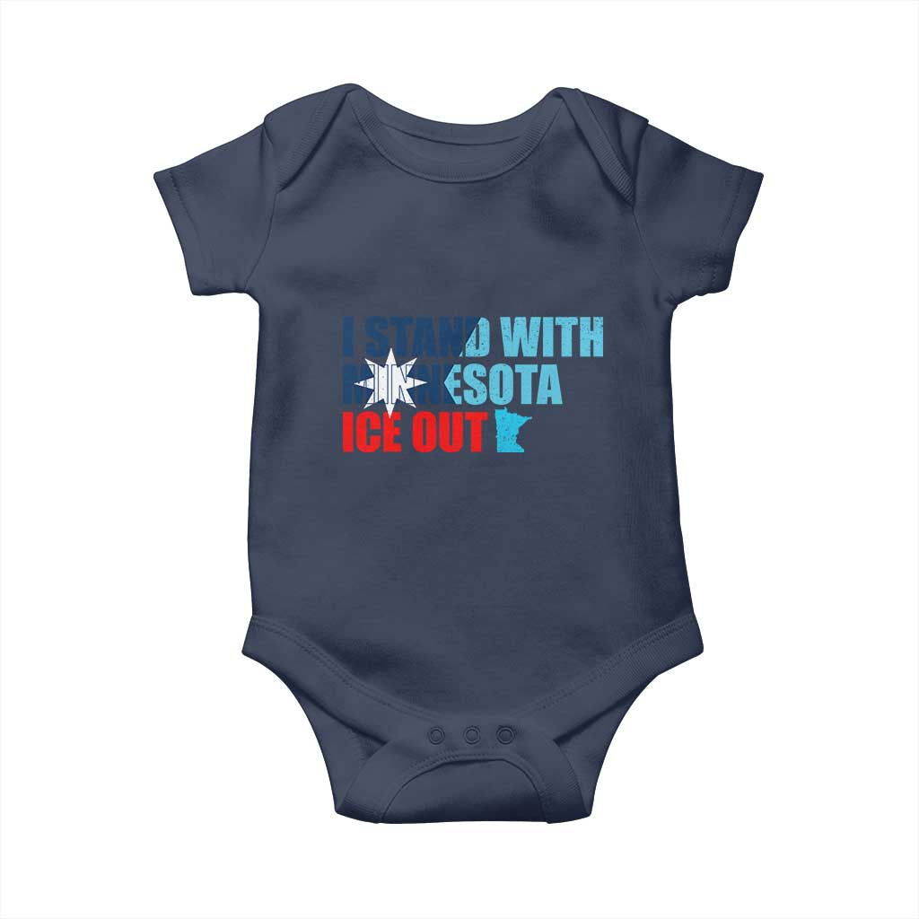 I Stand With Minnesota Baby Onesie Minnesota Resist Anti ICE Immigration Protest TS14 Navy Print Your Wear