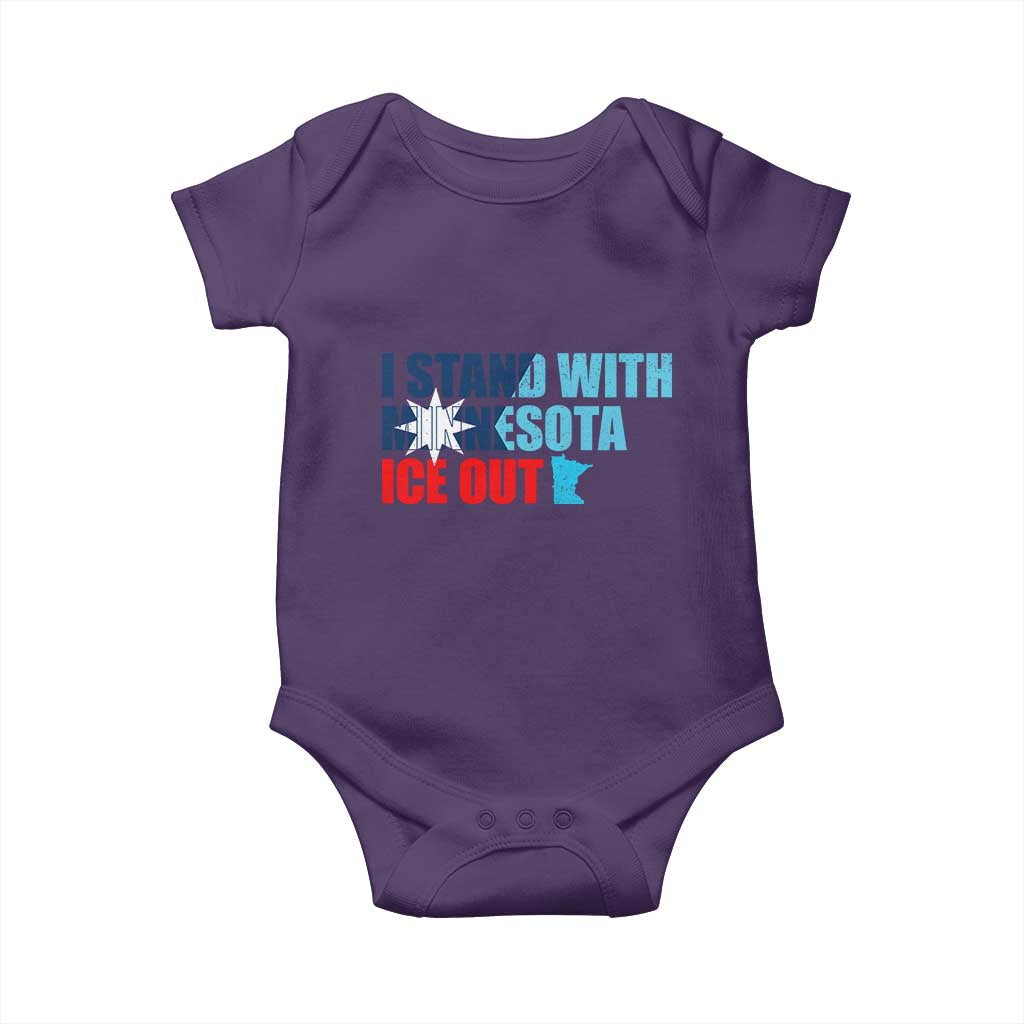 I Stand With Minnesota Baby Onesie Minnesota Resist Anti ICE Immigration Protest TS14 Purple Print Your Wear