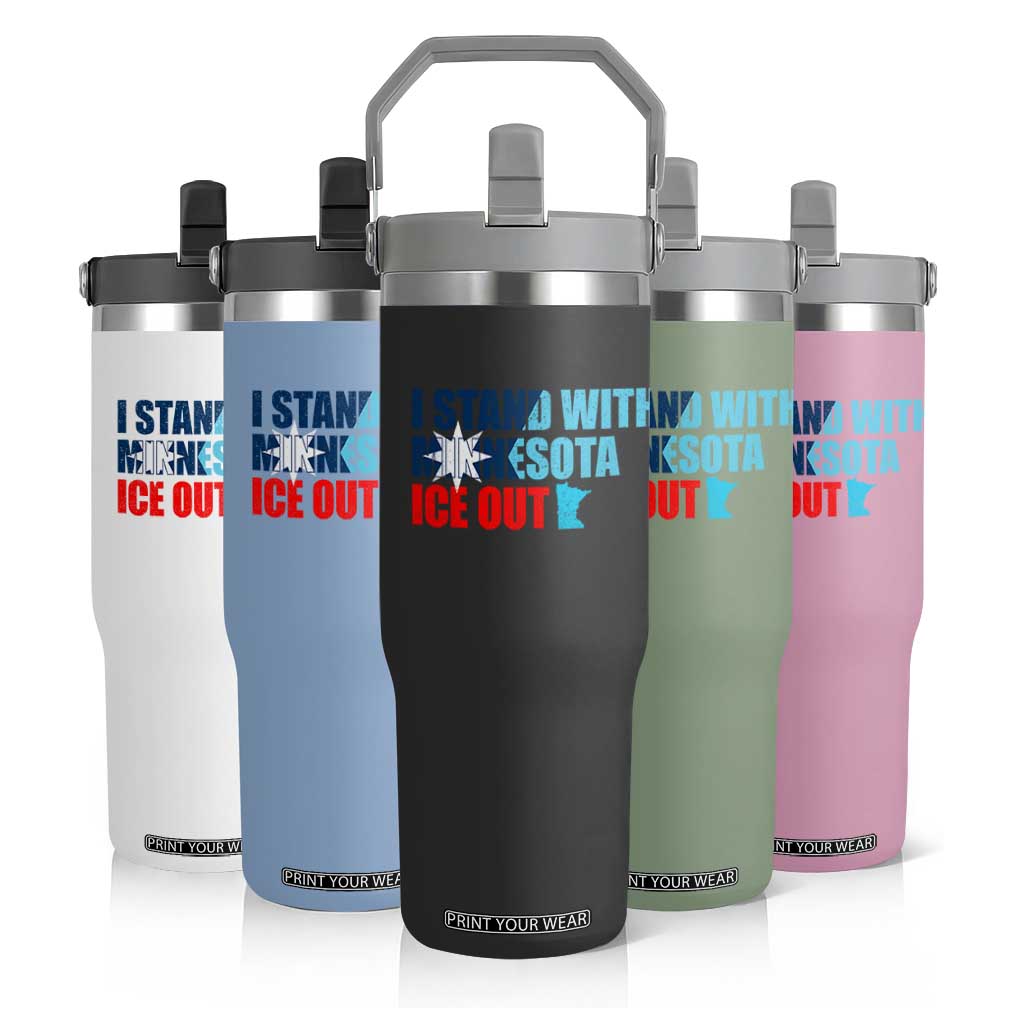 I Stand With Minnesota Flip Straw Tumbler Minnesota Resist Anti ICE Immigration Protest TS14 Print Your Wear