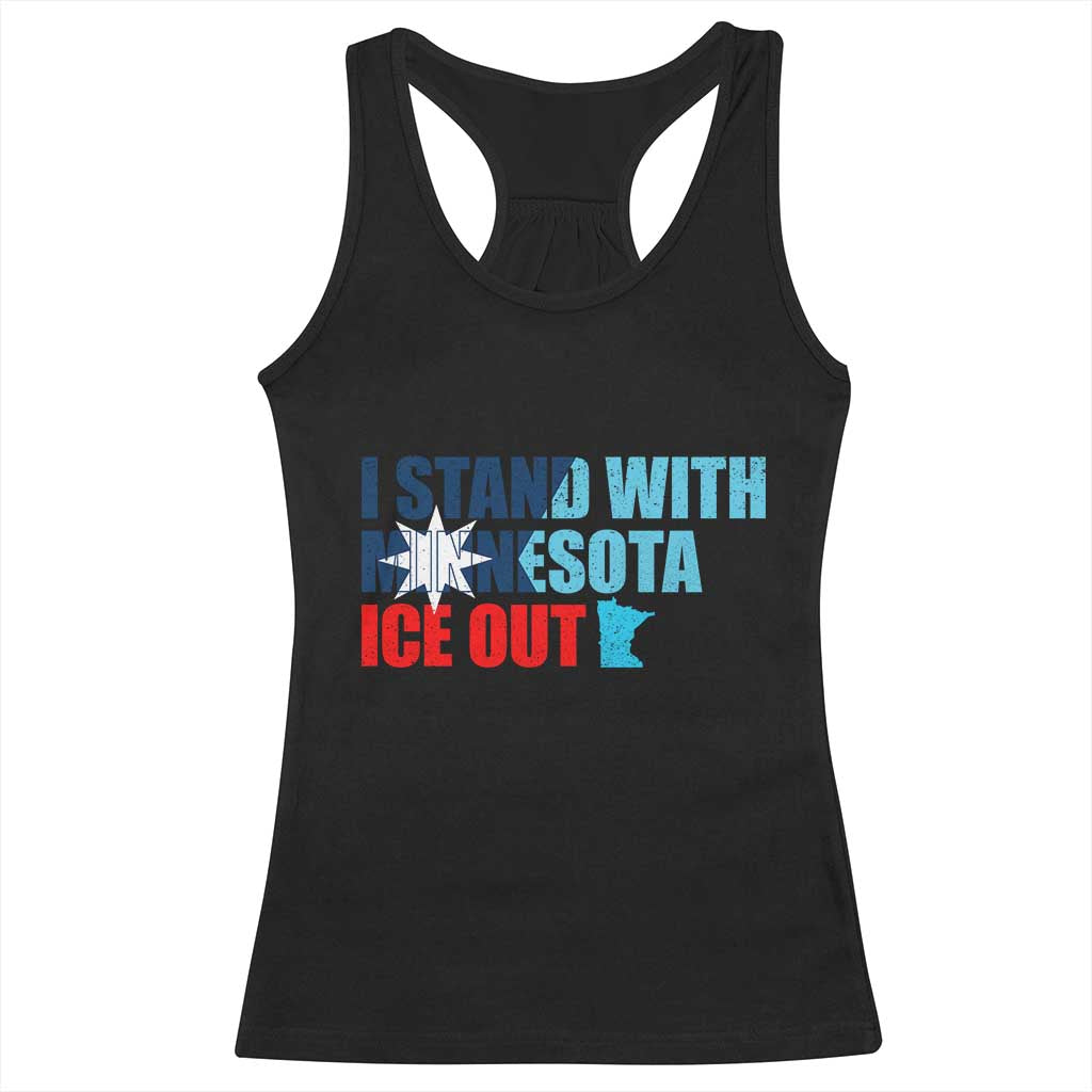 I Stand With Minnesota Racerback Tank Top Minnesota Resist Anti ICE Immigration Protest TS14 Black Print Your Wear