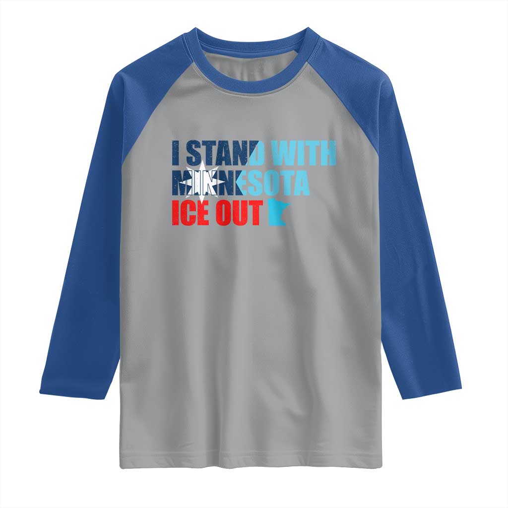 I Stand With Minnesota Raglan Shirt Minnesota Resist Anti ICE Immigration Protest TS14 Sport Gray Royal Print Your Wear