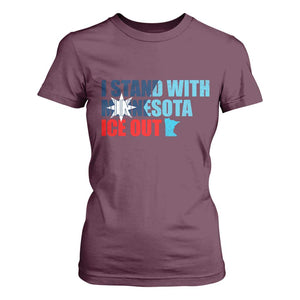 I Stand With Minnesota T Shirt For Women Minnesota Resist Anti ICE Immigration Protest TS14 Maroon Print Your Wear