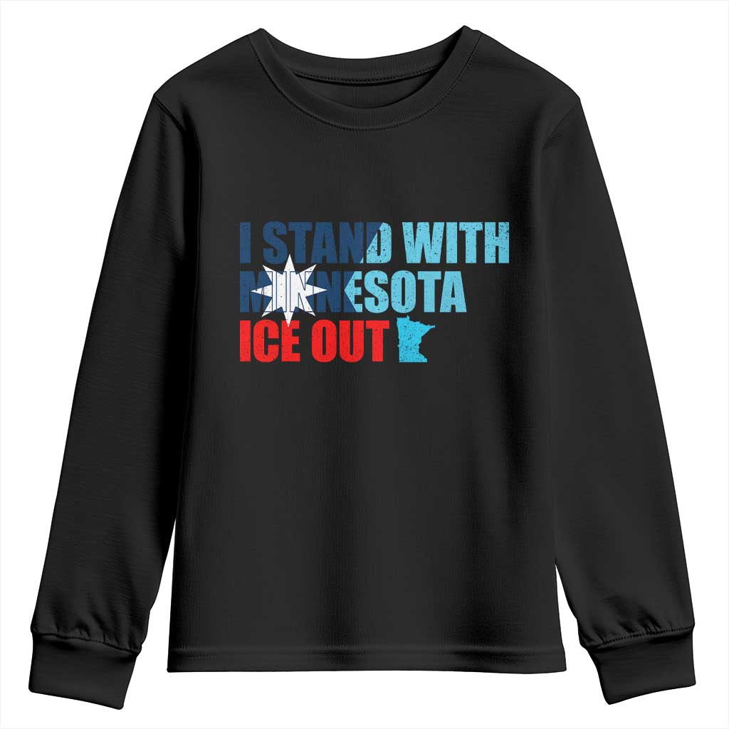 I Stand With Minnesota Youth Sweatshirt Minnesota Resist Anti ICE Immigration Protest TS14 Black Print Your Wear
