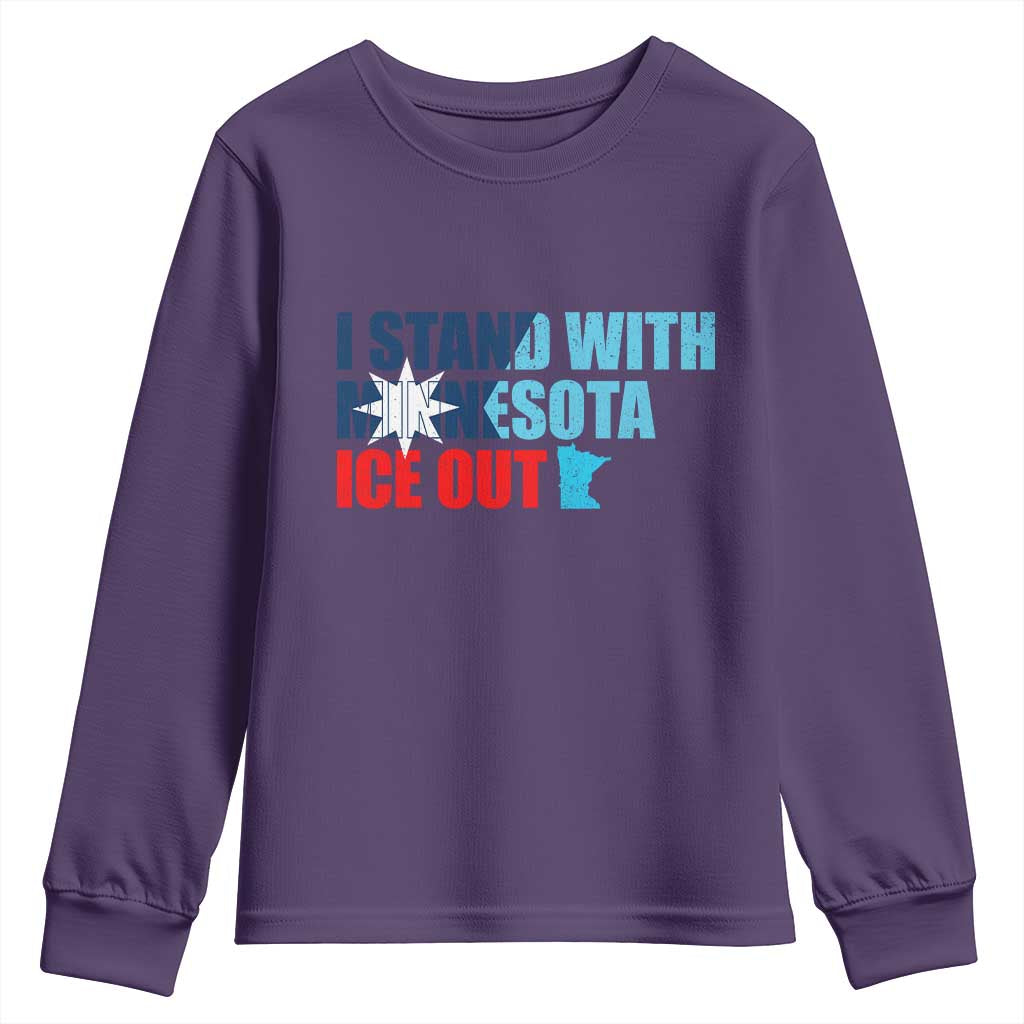 I Stand With Minnesota Youth Sweatshirt Minnesota Resist Anti ICE Immigration Protest TS14 Purple Print Your Wear
