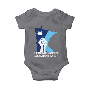 I Stand With Minnesota Baby Onesie Minnesota Flag Anti ICE Immigration Protest Resist TS14 Charcoal Print Your Wear