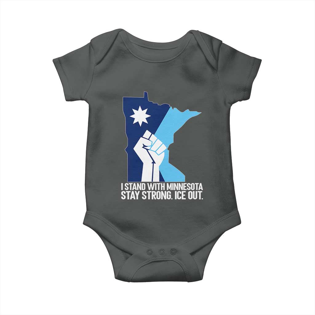 I Stand With Minnesota Baby Onesie Minnesota Flag Anti ICE Immigration Protest Resist TS14 Dark Heather Print Your Wear