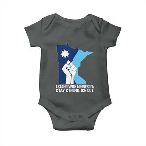 I Stand With Minnesota Baby Onesie Minnesota Flag Anti ICE Immigration Protest Resist TS14 Dark Heather Print Your Wear