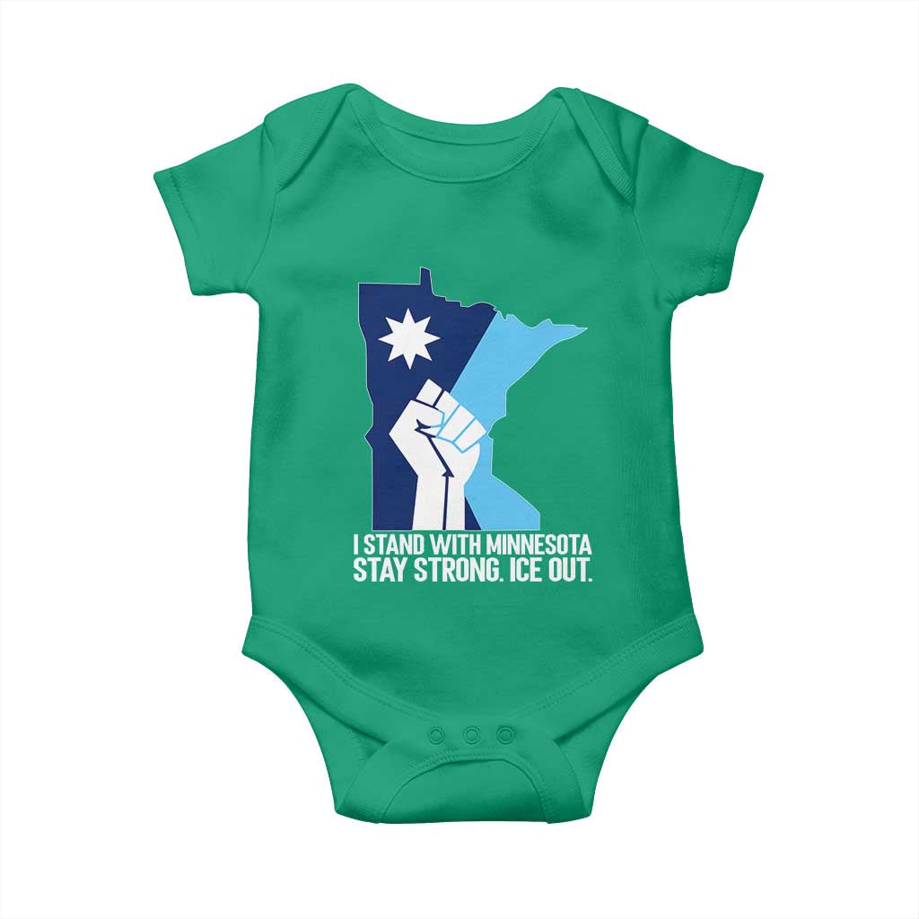 I Stand With Minnesota Baby Onesie Minnesota Flag Anti ICE Immigration Protest Resist TS14 Irish Green Print Your Wear