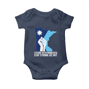 I Stand With Minnesota Baby Onesie Minnesota Flag Anti ICE Immigration Protest Resist TS14 Navy Print Your Wear