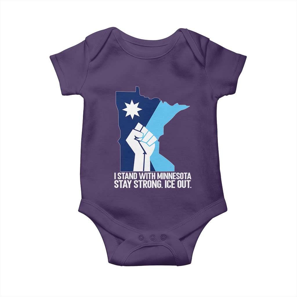 I Stand With Minnesota Baby Onesie Minnesota Flag Anti ICE Immigration Protest Resist TS14 Purple Print Your Wear