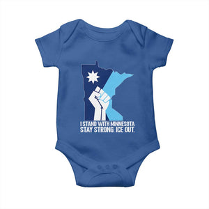 I Stand With Minnesota Baby Onesie Minnesota Flag Anti ICE Immigration Protest Resist TS14 Royal Blue Print Your Wear