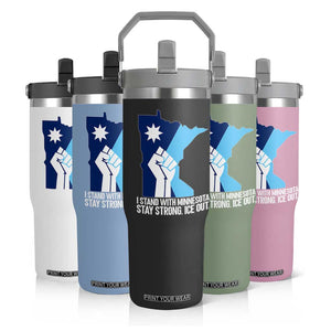 I Stand With Minnesota Flip Straw Tumbler Minnesota Flag Anti ICE Immigration Protest Resist TS14 Print Your Wear