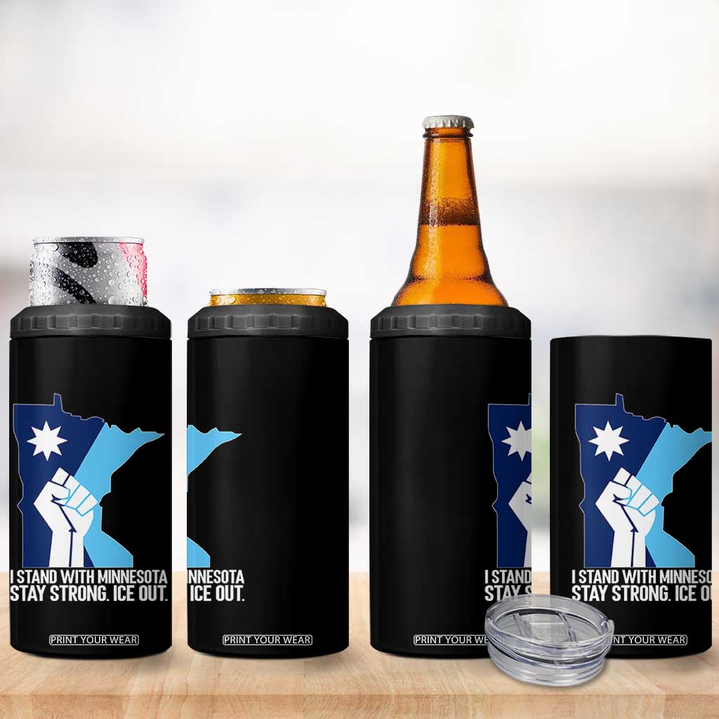 I Stand With Minnesota 4 in 1 Can Cooler Tumbler Minnesota Flag Anti ICE Immigration Protest Resist TS14 Print Your Wear