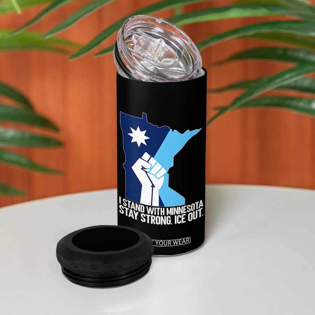 I Stand With Minnesota 4 in 1 Can Cooler Tumbler Minnesota Flag Anti ICE Immigration Protest Resist TS14 Print Your Wear
