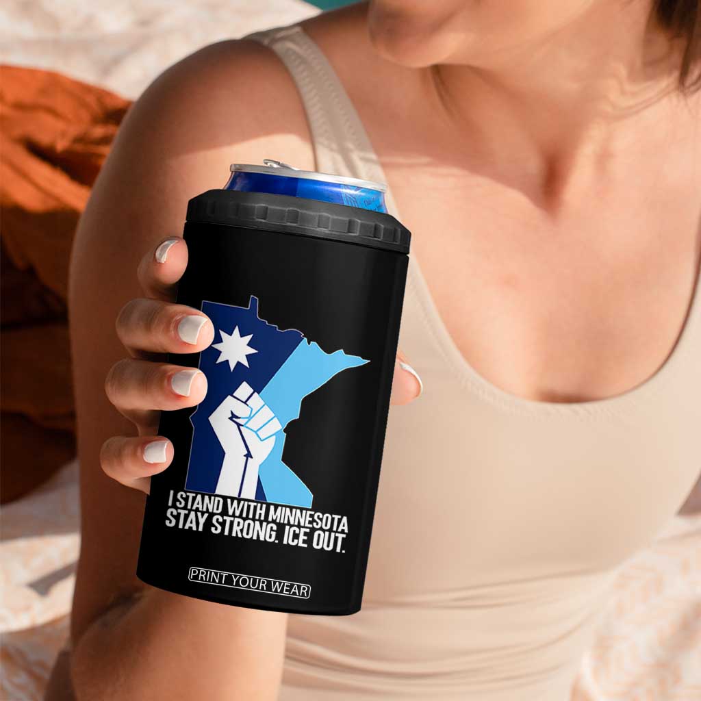 I Stand With Minnesota 4 in 1 Can Cooler Tumbler Minnesota Flag Anti ICE Immigration Protest Resist TS14 Print Your Wear