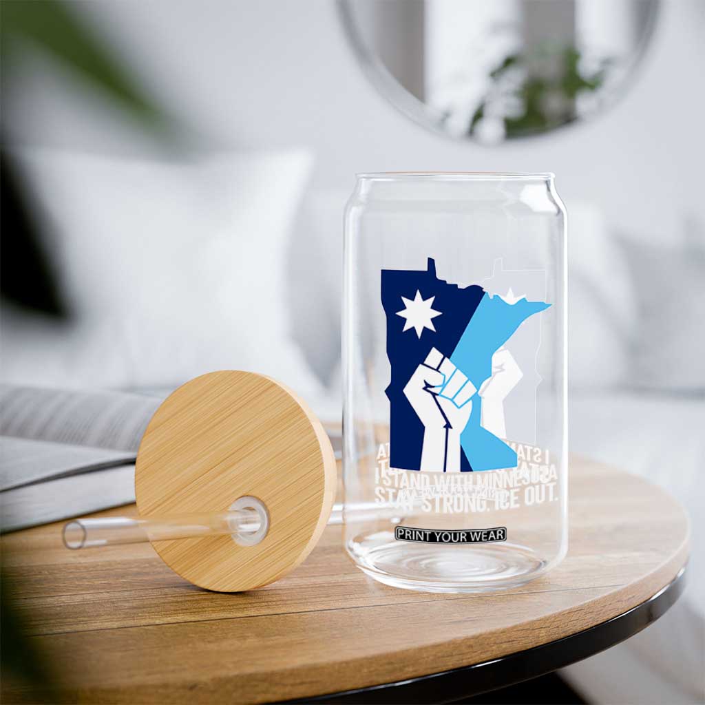 I Stand With Minnesota Glass Can Minnesota Flag Anti ICE Immigration Protest Resist TS14 Print Your Wear