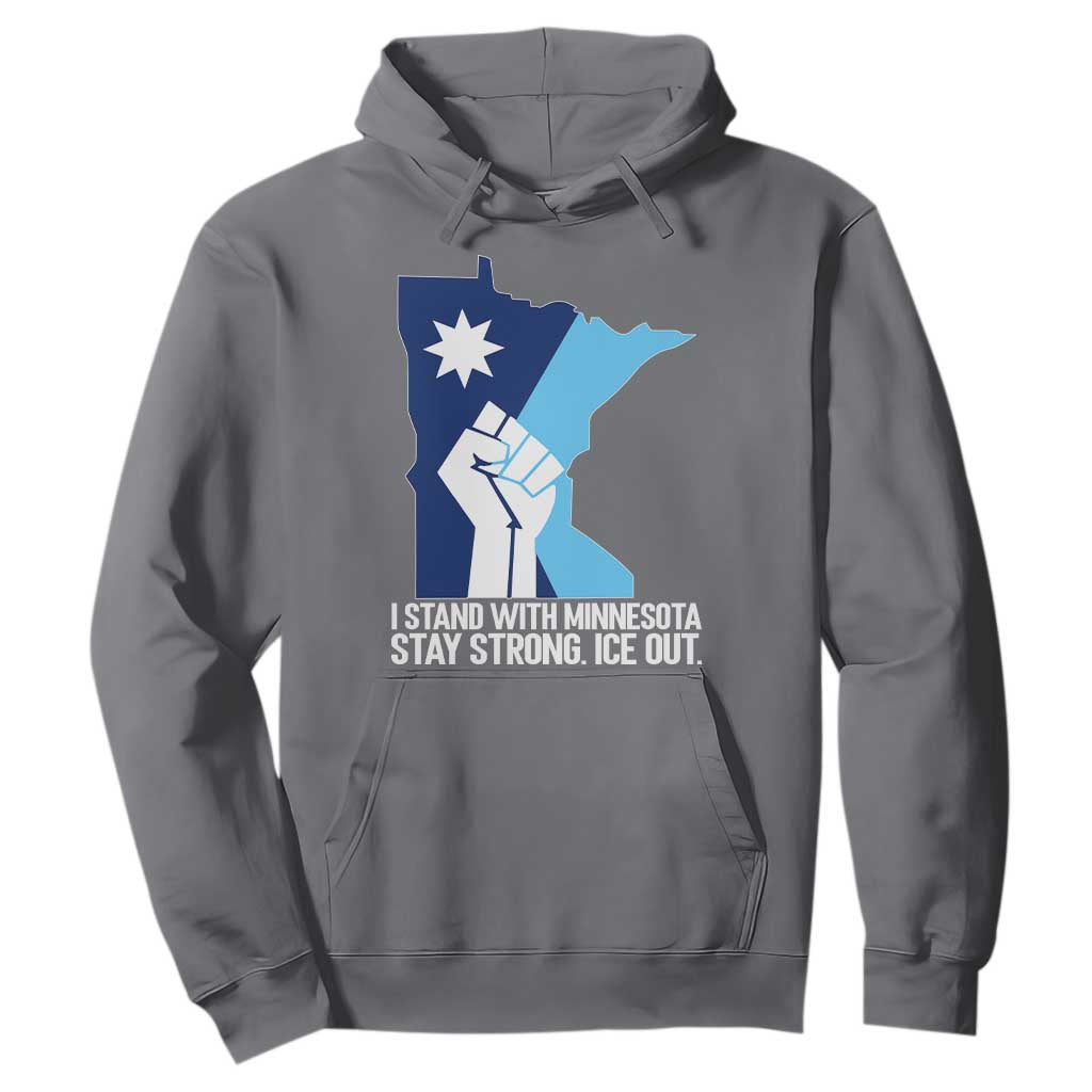 I Stand With Minnesota Hoodie Minnesota Flag Anti ICE Immigration Protest Resist TS14 Charcoal Print Your Wear