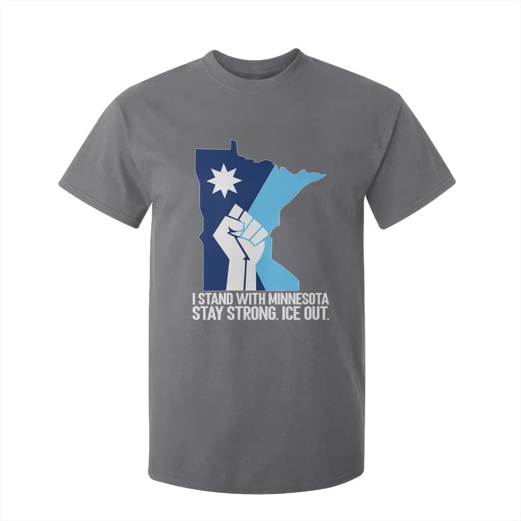 I Stand With Minnesota T Shirt For Kid Minnesota Flag Anti ICE Immigration Protest Resist TS14 Charcoal Print Your Wear