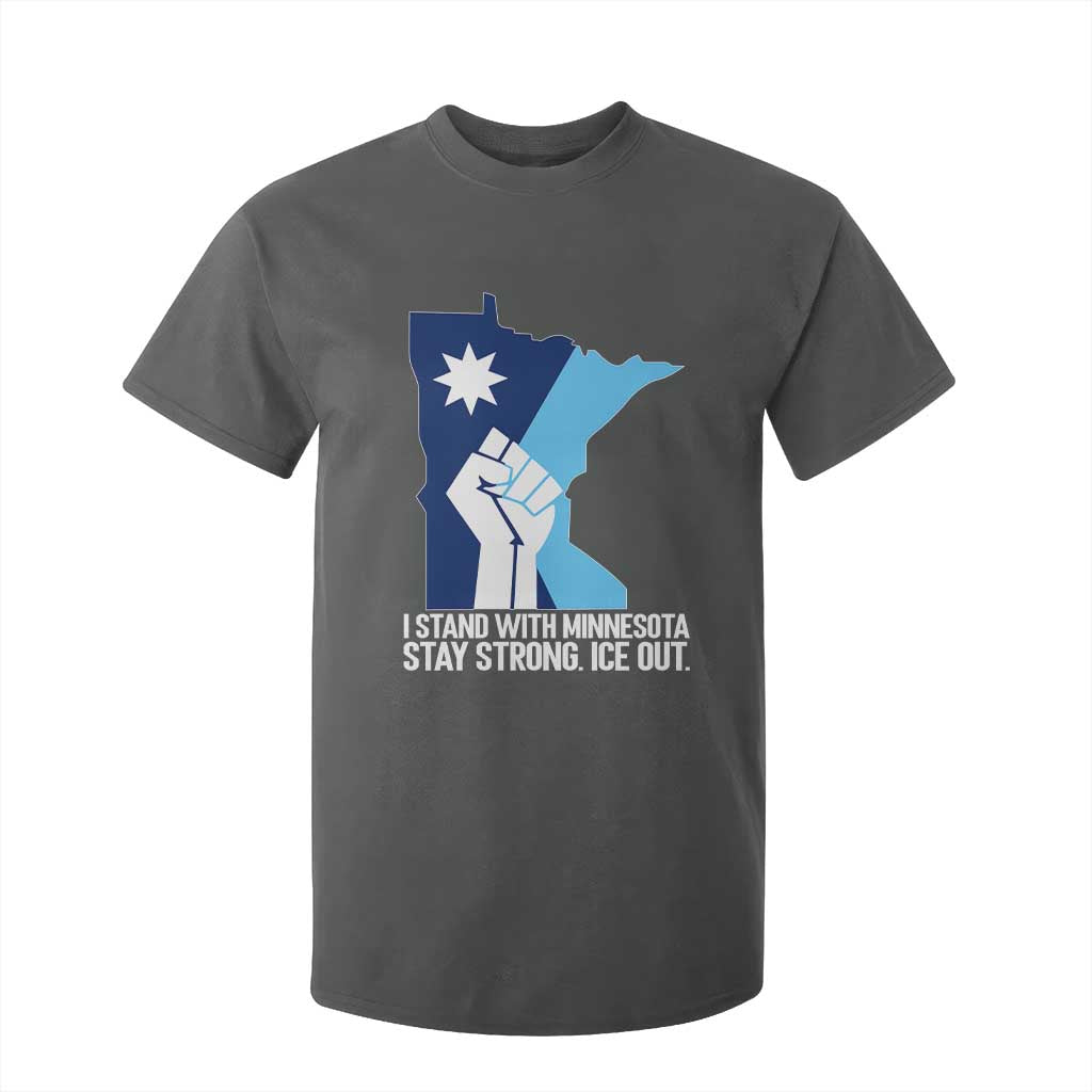 I Stand With Minnesota T Shirt For Kid Minnesota Flag Anti ICE Immigration Protest Resist TS14 Dark Heather Print Your Wear