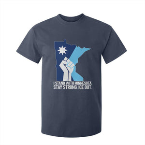 I Stand With Minnesota T Shirt For Kid Minnesota Flag Anti ICE Immigration Protest Resist TS14 Navy Print Your Wear