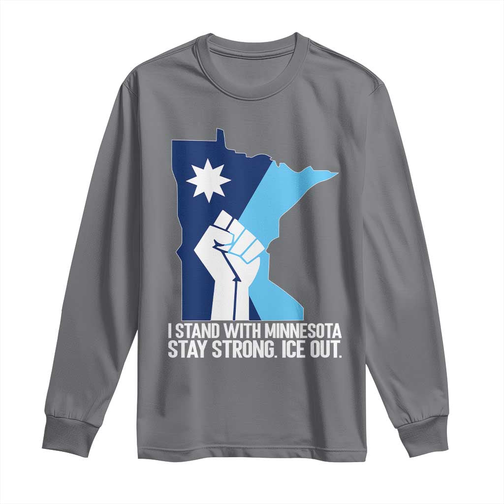 I Stand With Minnesota Long Sleeve Shirt Minnesota Flag Anti ICE Immigration Protest Resist TS14 Charcoal Print Your Wear