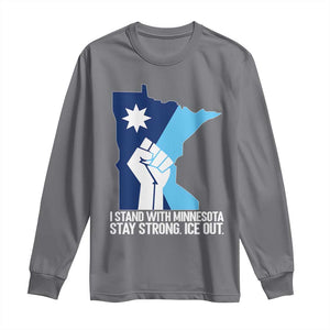 I Stand With Minnesota Long Sleeve Shirt Minnesota Flag Anti ICE Immigration Protest Resist TS14 Charcoal Print Your Wear