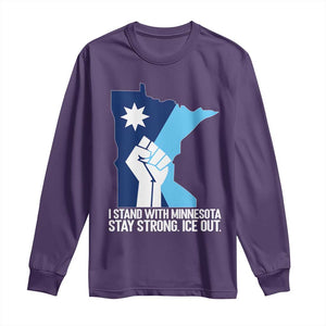 I Stand With Minnesota Long Sleeve Shirt Minnesota Flag Anti ICE Immigration Protest Resist TS14 Purple Print Your Wear