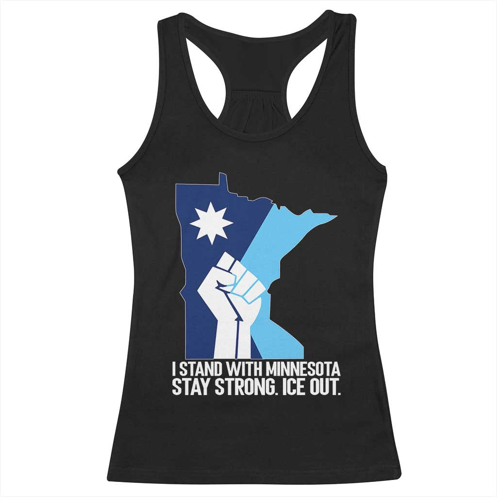 I Stand With Minnesota Racerback Tank Top Minnesota Flag Anti ICE Immigration Protest Resist TS14 Black Print Your Wear