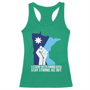 I Stand With Minnesota Racerback Tank Top Minnesota Flag Anti ICE Immigration Protest Resist TS14 Irish Green Print Your Wear