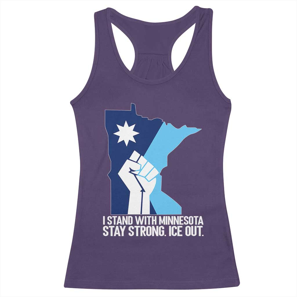 I Stand With Minnesota Racerback Tank Top Minnesota Flag Anti ICE Immigration Protest Resist TS14 Purple Print Your Wear