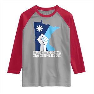 I Stand With Minnesota Raglan Shirt Minnesota Flag Anti ICE Immigration Protest Resist TS14 Sport Gray Red Print Your Wear