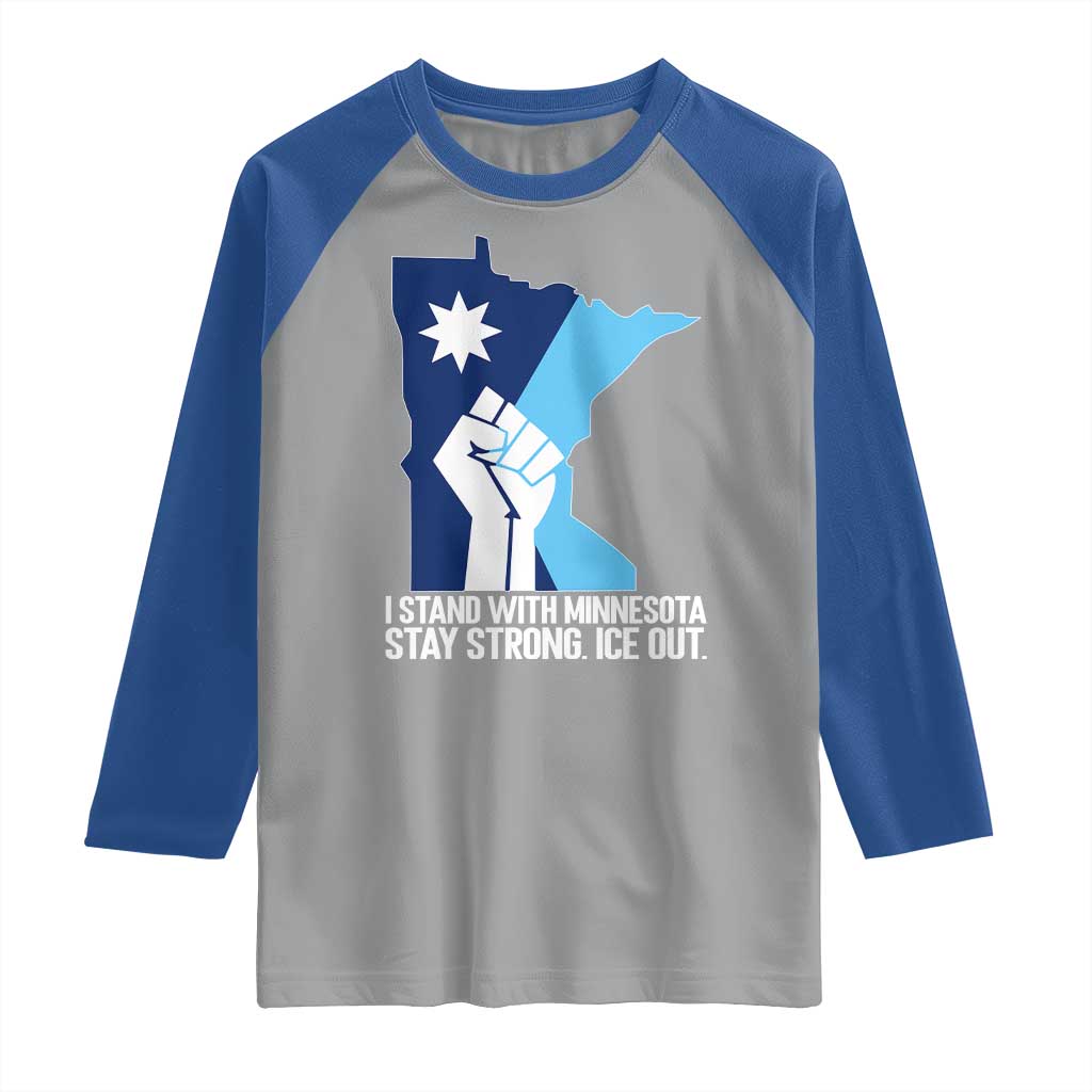 I Stand With Minnesota Raglan Shirt Minnesota Flag Anti ICE Immigration Protest Resist TS14 Sport Gray Royal Print Your Wear