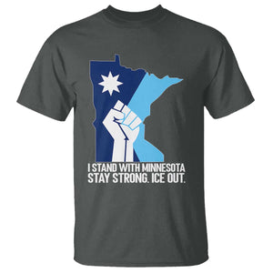 I Stand With Minnesota T Shirt Minnesota Flag Anti ICE Immigration Protest Resist TS14 Dark Heather Print Your Wear