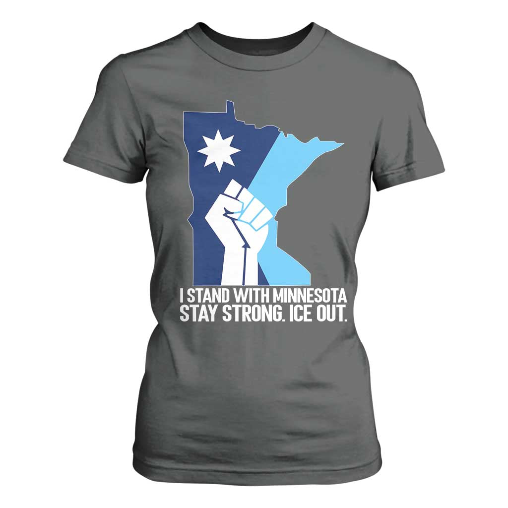 I Stand With Minnesota T Shirt For Women Minnesota Flag Anti ICE Immigration Protest Resist TS14 Dark Heather Print Your Wear
