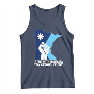 I Stand With Minnesota Tank Top Minnesota Flag Anti ICE Immigration Protest Resist TS14 Navy Print Your Wear