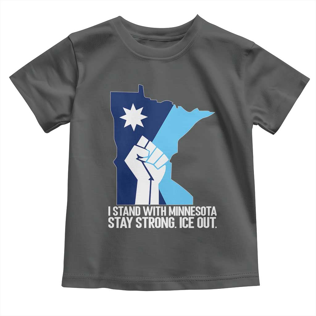 I Stand With Minnesota Toddler T Shirt Minnesota Flag Anti ICE Immigration Protest Resist TS14 Dark Heather Print Your Wear
