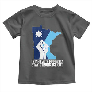 I Stand With Minnesota Toddler T Shirt Minnesota Flag Anti ICE Immigration Protest Resist TS14 Dark Heather Print Your Wear