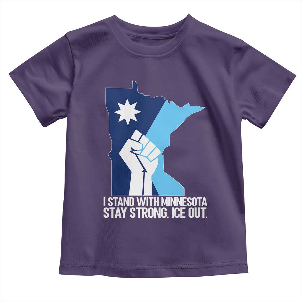 I Stand With Minnesota Toddler T Shirt Minnesota Flag Anti ICE Immigration Protest Resist TS14 Purple Print Your Wear