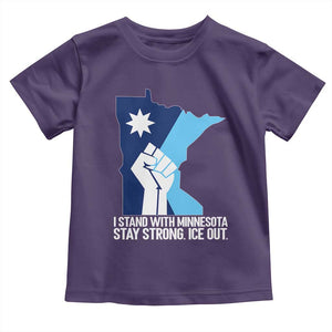 I Stand With Minnesota Toddler T Shirt Minnesota Flag Anti ICE Immigration Protest Resist TS14 Purple Print Your Wear