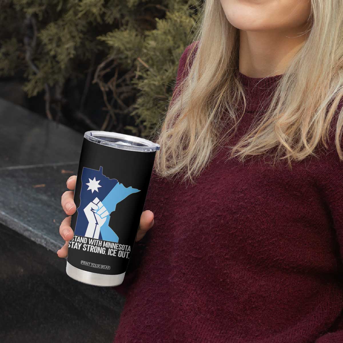 I Stand With Minnesota Tumbler Cup Minnesota Flag Anti ICE Immigration Protest Resist TS14 Print Your Wear
