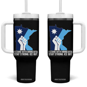 I Stand With Minnesota Tumbler With Handle Minnesota Flag Anti ICE Immigration Protest Resist TS14 One Size: 40 oz Black Print Your Wear