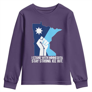 I Stand With Minnesota Youth Sweatshirt Minnesota Flag Anti ICE Immigration Protest Resist TS14 Purple Print Your Wear