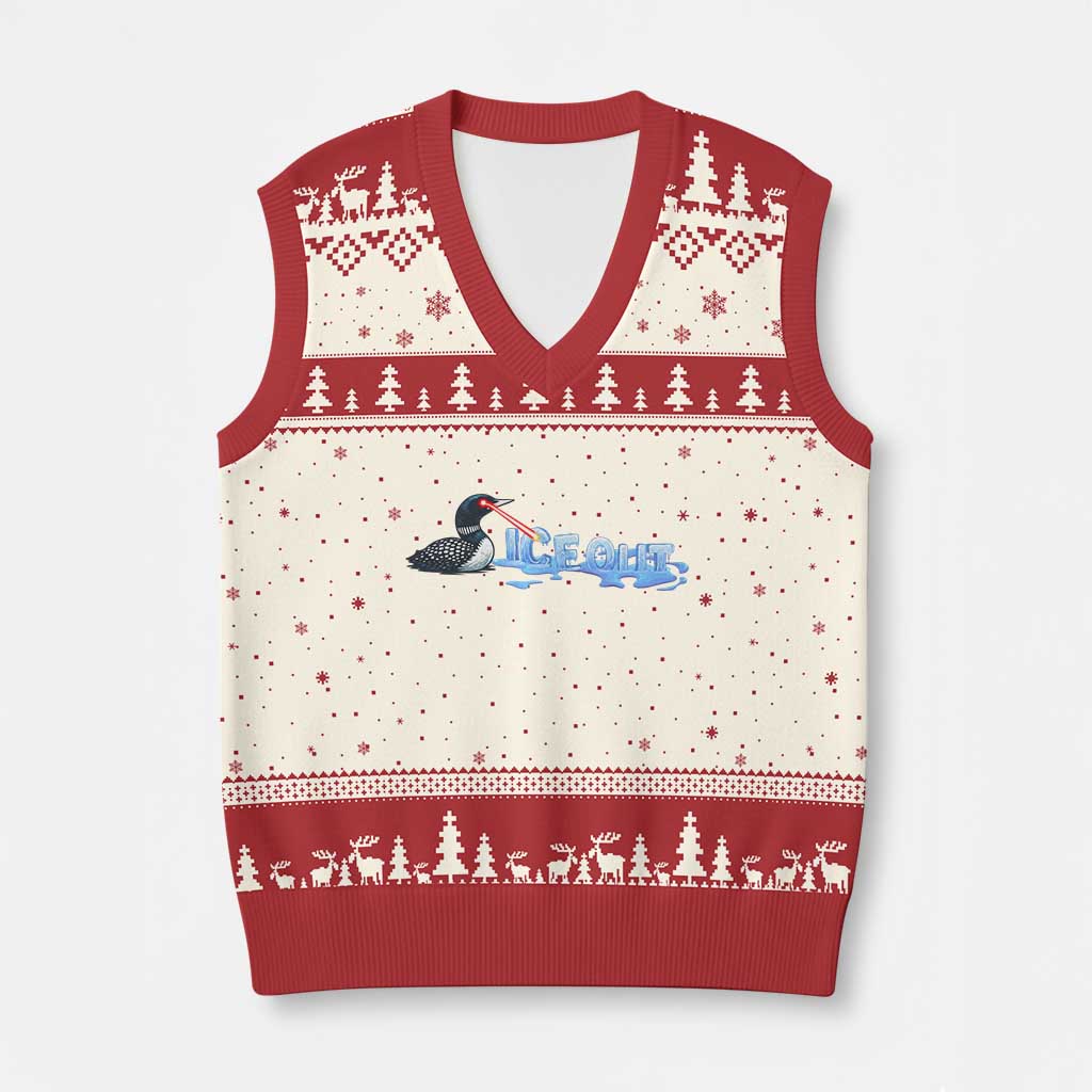 Ice Out V-Neck Knit Sweater Vest Minnesota Resist Anti ICE Immigration Protest TS14 Beige Red Print Your Wear